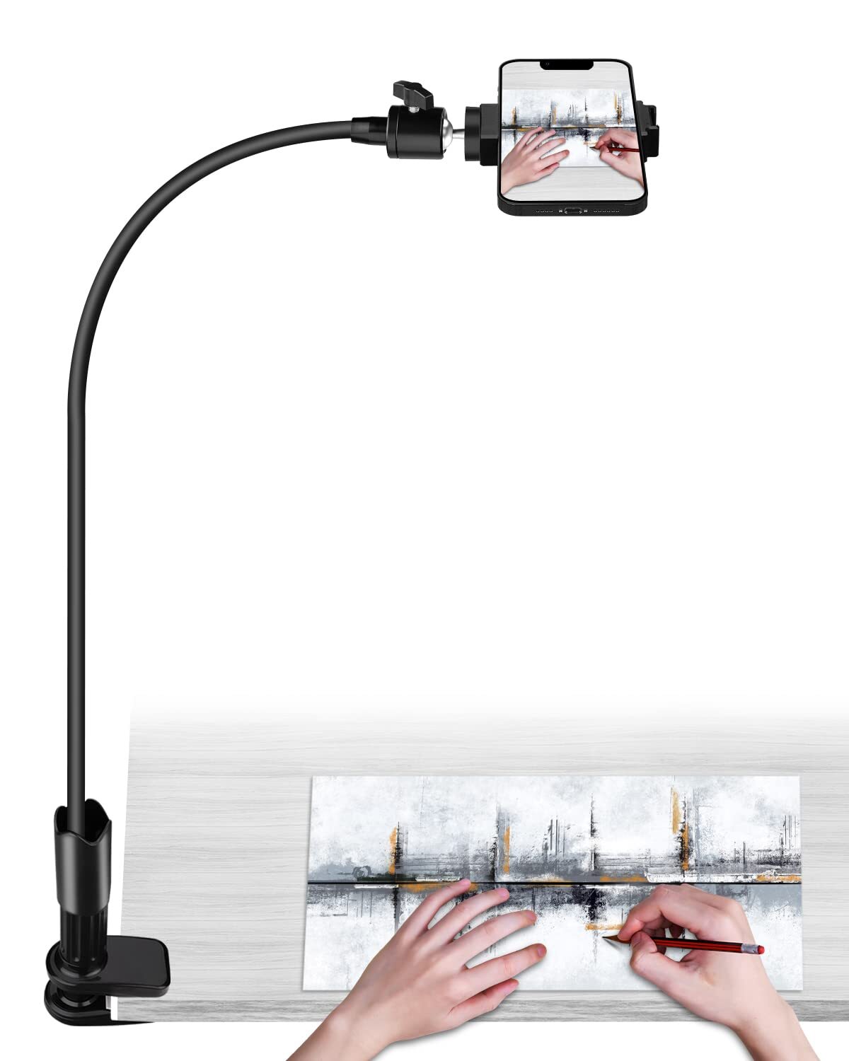 Gooseneck Holder for Bed/Desk, Flexible Holder with 360 Adjustable Clamp Clip...