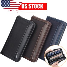 Mens Business Long Wallet Leather Clutch Coin Purse Card Holder Phone Handbag US