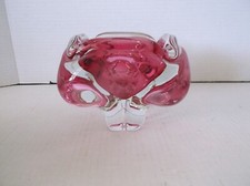 VINTAGE Murano Glass Ashtray CRANBERRY / CLEAR