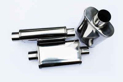 SILENCIADOR CENTRAL UNIVERSAL DE ACERO INOXIDABLE DE 3" - FLUJO LIBRE TURBO ARRASTRE DERIVA - FTWL