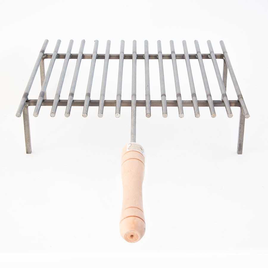 Graticola bistecchiera in ferro 40 cm x 45 cm con manici in legno