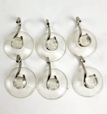 Mini 3/4" Suction Cup Hanger Storage Hooks 6 pack, Max 1/2 lb. Weight Capacity