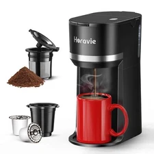 Mini Single Serve Coffee Maker for K Cup and Ground Coffee Fast Brew One Cup ...