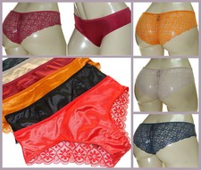 6 pk SILKY SATINY FLORAL LACE BACK PANTIES PANTY HIPSTER BIKINIS UNDIES S-XL