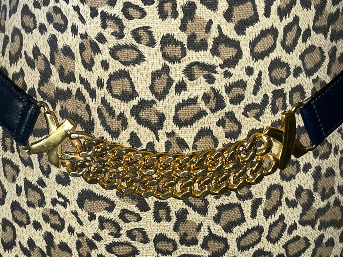 Vintage Paloma Picasso X Navy/Dark Blue Leather/Gold Chain  display picture 1