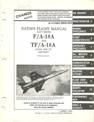 FMZ Pilot's Operating Manual 飛行機　操縦マニュアル F/A-18A, TF/A-18A Hornet NATOPSS 1983 Flight Manual Pilot's