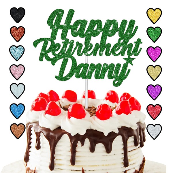 Personalised Glitter Custom Name Happy Retirement Cake Topper Party Decoration