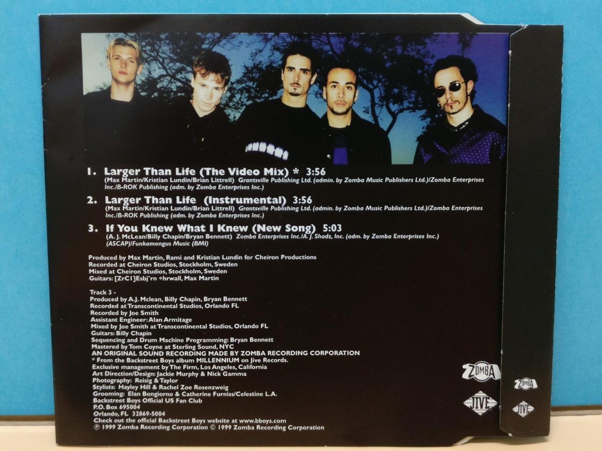 BSB Backstreet Boys Larger Than Life Singles 1999 Promo CD ZN256