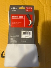 NEW UMBRO SOCCER SOCKS, 2 PAIR SOCKS SHOE Youth SZ -Medium 4-8 White Color