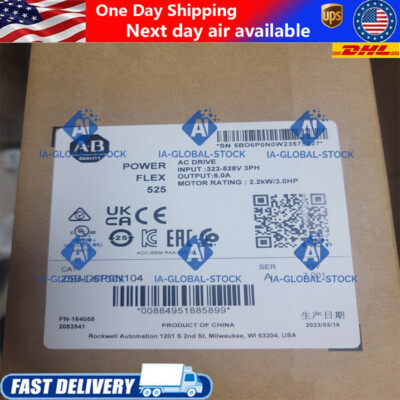 1pc NEW Allen Bradley 25B-D6P0N104 Powerflex 525 2.2kw (3hp) Ac Drive