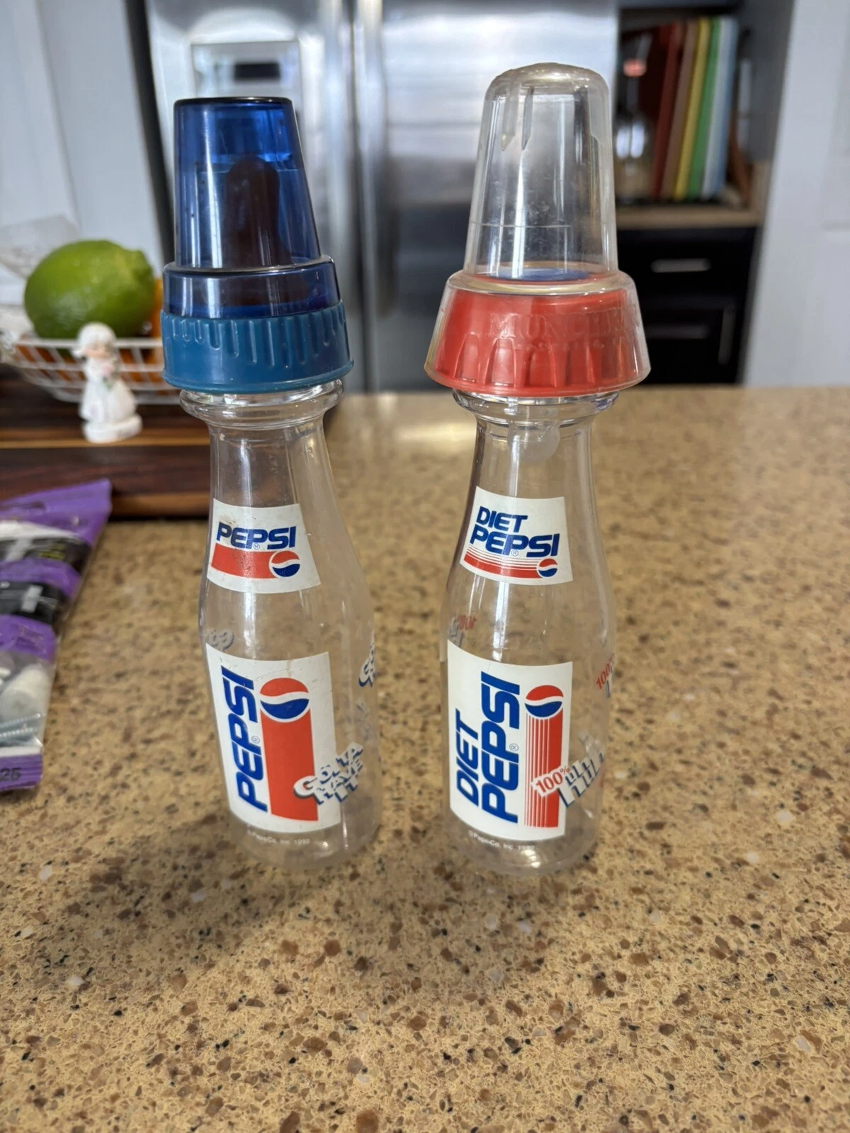 Vintage Diet PEPSI & PEPSI 6oz BABY BOTTLES Plastic 1992