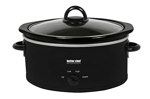 Better Chef 3-Quart Slow Cooker | 3-Temp Settings | Dishwasher Safe | Black