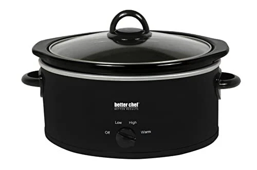 Better Chef 3-Quart Slow Cooker | 3-Temp Settings | Dishwasher Safe | Black