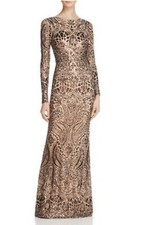 AVERY G Bronze  Sequin Long Sleeve Floor Length Gown Dress Size2. $350