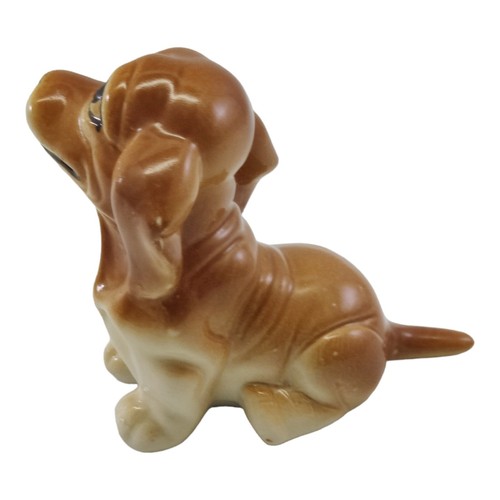 Statuina cane cucciolo Cocker Spaniel ceramica vintage occhi grandi decorazione segugio - Foto 5 di 10