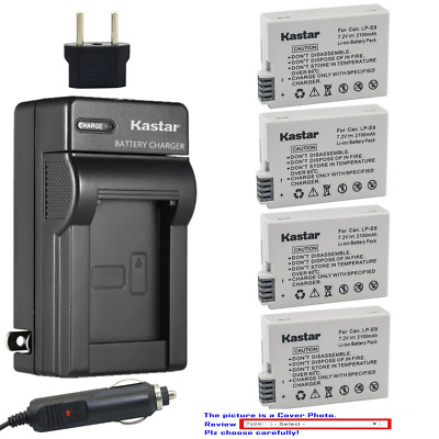 Kastar Battery Travel Charger for Canon LP-E8 LC-E8 LC-E8E & Canon BG-E8 Grip