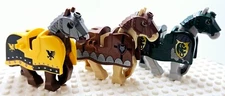 Custom Castle TRIO RAVEN, WOLFPACK, DRAGON Knight Barding, Horse & Battle Helmet