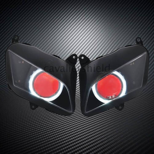 Assembly Headlight Red Devil White Angel Eye Projector For Honda CBR600 2007-12 - Picture 5 of 12