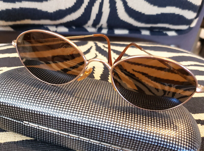 90's Giorgio Armani 221 816 OVAL Amber Tinted Gold Wire-Rimmed