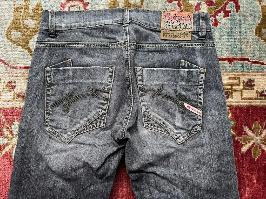 Vtg 80 s 90 s Parasuco Men s Size 30x32 Graphic Jeans Denim Legend 1975