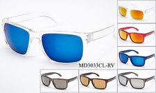 Keyhole Transparent Sunglasses Clear See Through Frame Flash Mirror Lens UV 100 