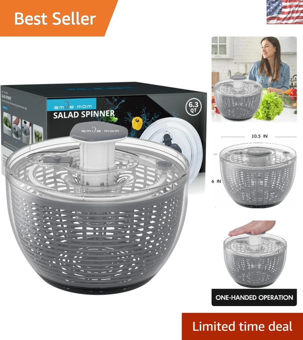 Multipurpose 6.3Qt Salad Spinner - Safe ABS Material, Efficient Washing & Drying