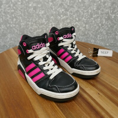 Adidas Neo Sneaker Kids 12K Black White Pink Mid Basketball B74645 | eBay