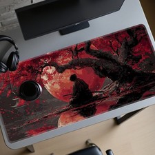 40 90cmXXL Large Samurai Warrior Anime Gaming Desk Mat - Cherry Blossom  Red Mo