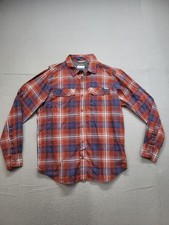 Columbia Men Shirt M Plaid Long Sleeve Button Up Omni Shade Sun Protection Nylon