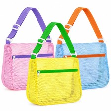 Sandproof Mesh Beach Bags for Kids - Adjustable Seashell Collecting Bags for ...