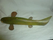  Vintage Large 10-1/2 Inch Wood Unsigned Glass Eyed Ice Decoy  Lot O-311