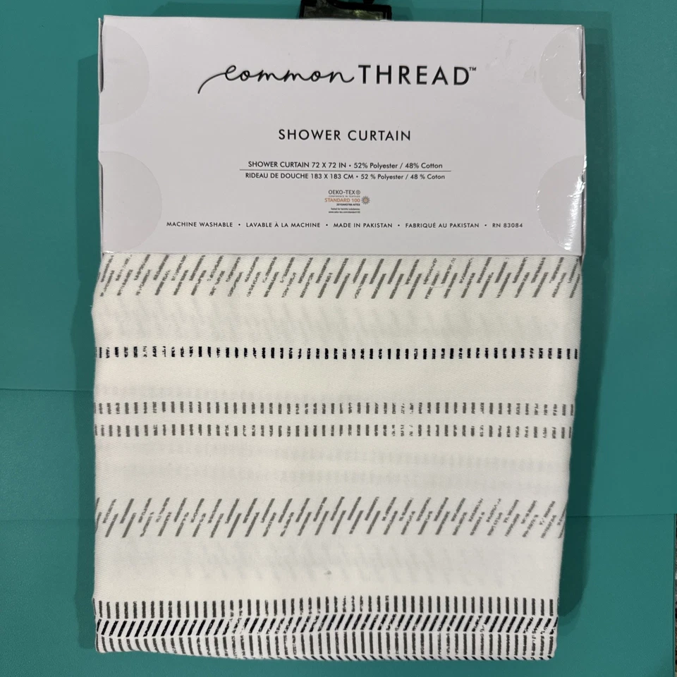 Cortina de Ducha Umbral Coral Floral Tela Algodón 72"x72" Foto 3 de 4