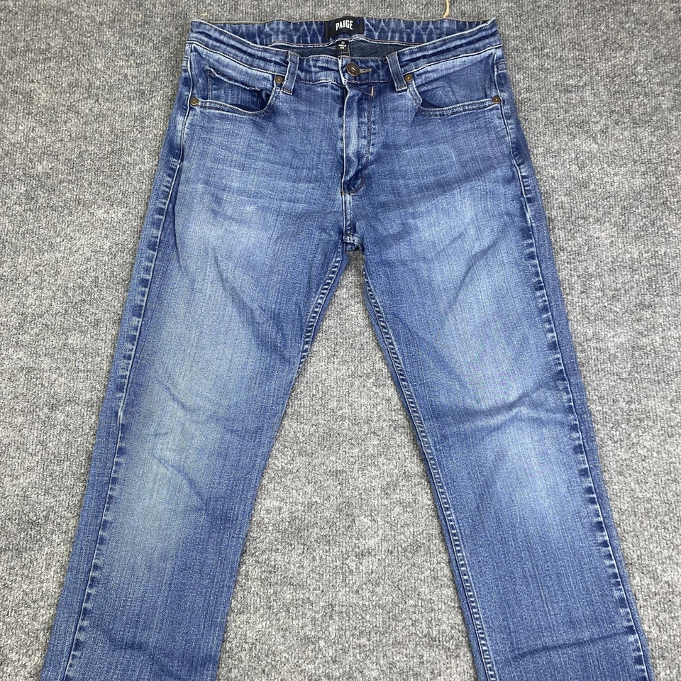 Pantalones de mezclilla Paige Lennox para hombre 31 azules ajustados elásticos lavado medio hechos en EE. UU. Foto 2 de 4