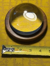 3.5" Magnifying Acrylic Dome With Wood Base Paperweight