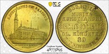 F8 Denmark (ND) Copenhagen City Hall Brass Token B-J.S.A25 PCGS MS63 Top Pop:1/0