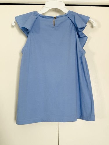 J.Crew Crewcuts Girls Size 14 Ruffle Collar Top Cap Sleeves Summer Blue - Picture 2 of 9