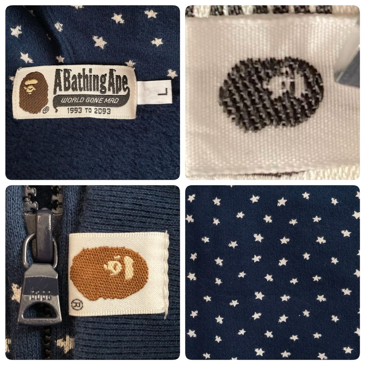 BAPE Sta Logo Full Zip Hoodie Navy a bathing ape star NIGO Size L