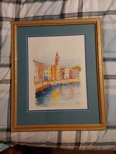 Vintage Mario CARRARO Italiane Watercolor Painting 20" X 16.5" GC
