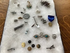 Vintage Misc Unique lot 29 Collectibles max,monopoly pieces,military button etc