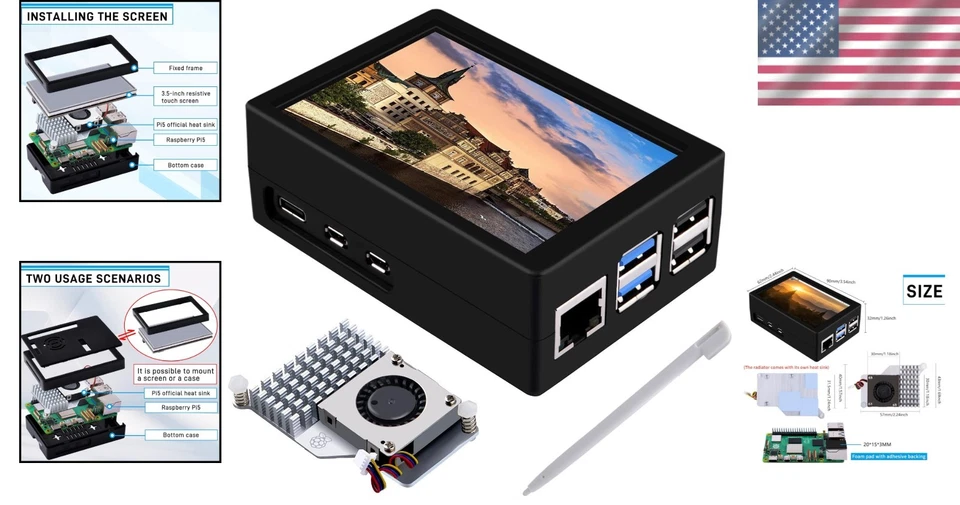 Experiencia Raspberry Pi 5 mejorada con pantalla táctil de 3,5 pulgadas y enfriador activo Foto 2 de 4