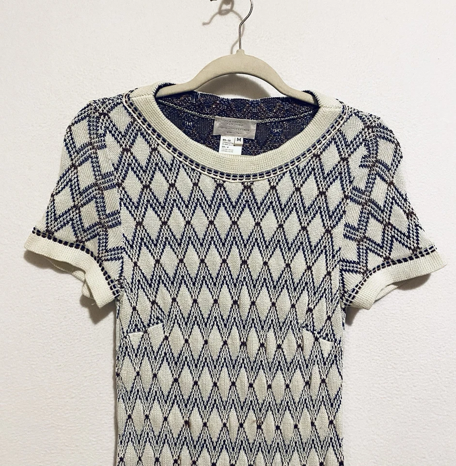 Vestido Suéter Barneys New York Taste Lujo Humor Mujer Mediano Geo Estampado Midi Foto 2 de 4