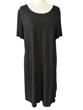 Adrianna Papell Womens XL Black Jersey Trapeze Swing Dress Knee Length
