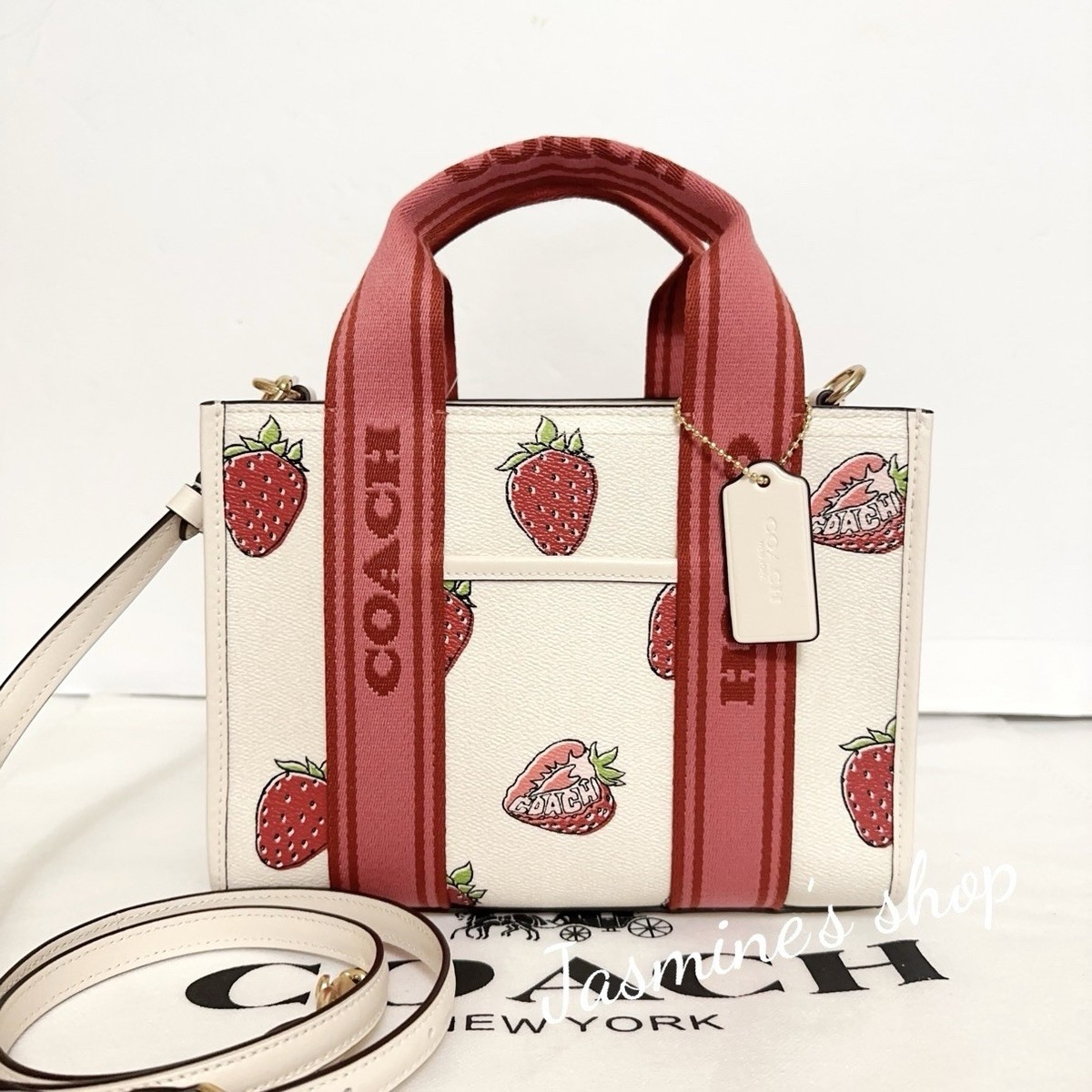 NWT Coach Smith Tote 24 Bag Strawberry Pink Red White Shoulder