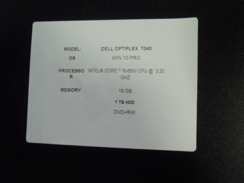 Dell OptiPlex 7040 SFF Core i5-6500 3.20GHz 16GB 1TB HDD Win10 Desktop PC (O188) - Bild 11 von 13