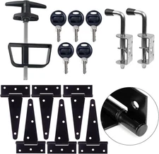 Shed Door Hardware - Complete with Hinges, Latches, and T-Handle Lock - Inclu...