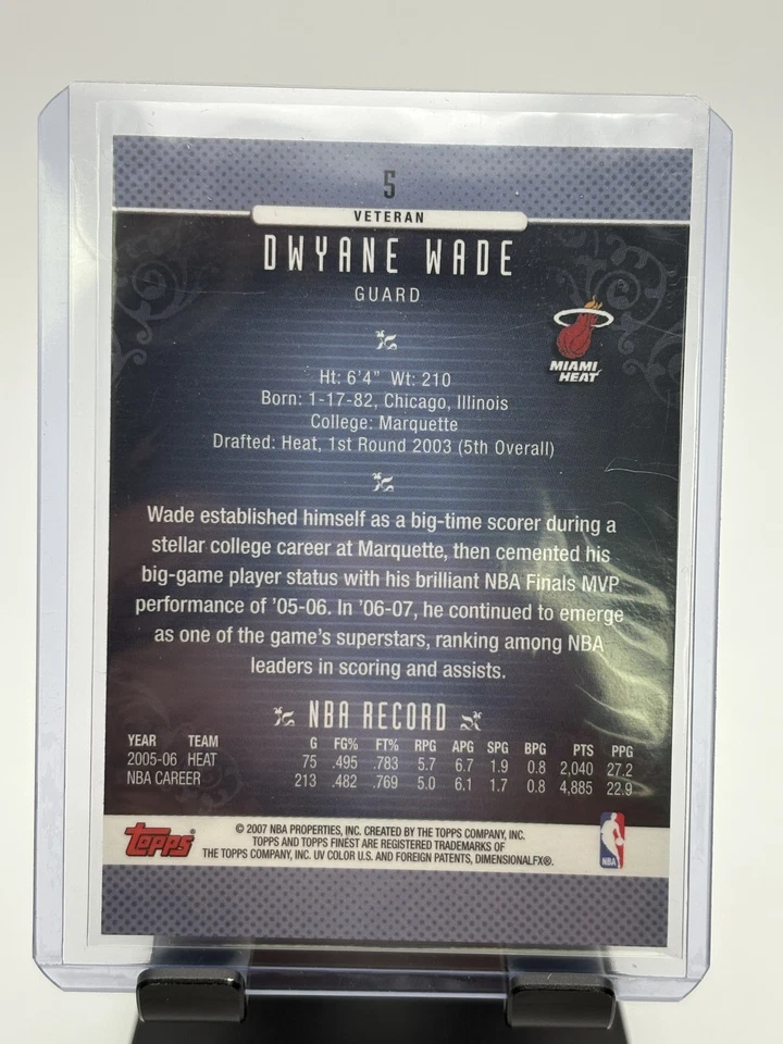 2007-08 Topps Finest Dwyane Wade #5 Red Refractor - Image 2 of 2