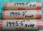 3 Better Grade Circulated Wheat Rolls 1945S + 1945D + 1945 - *SEE DESC*