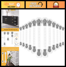 Child Safety Cabinet Locks 12-Pack, Adjustable Adhesive Strap Latches for Drawer