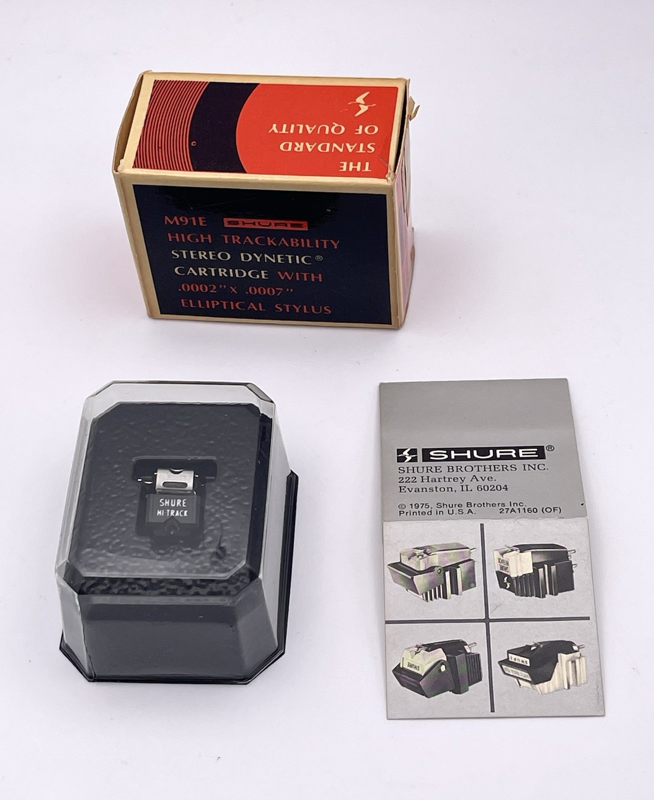 VINTAGE SHURE HI-TRACKABILITY STYLUS STEREO DYNETIC CARTRIDGE M91E - New