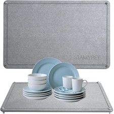 Large Diatomaceous Earth Stone Dish Drying Mat Gray Kitchen Counter 24" 16"